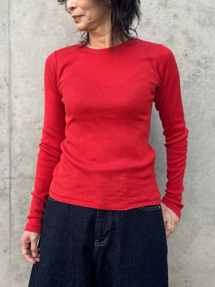 INSCRIRE / Gauze teleco long sleeve Tee / red /I26SS-CUT3