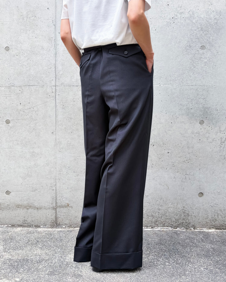 JUNYA WATANABE / ウールストライプ ワイドパンツ / BLACK / JR-P026