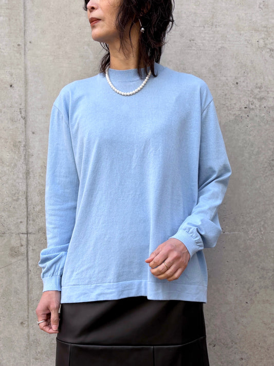 MEYAME / COTTON KNIT LONG SLEEVE TEE / SKY / MEY-2304