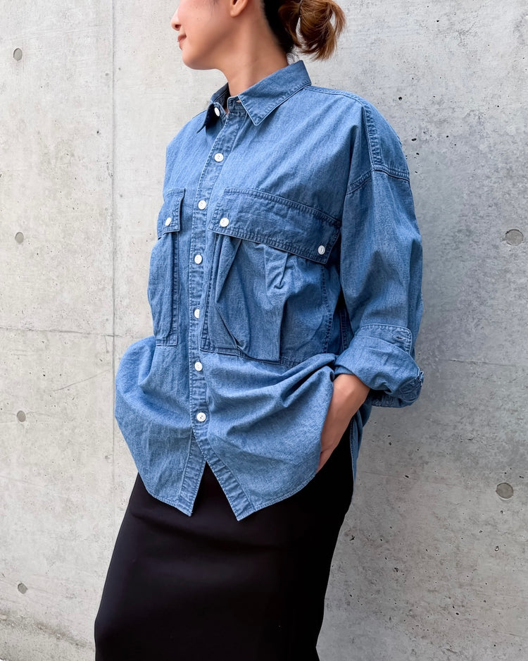 KATHARINE HAMNETT / DENIM PARACHUTE SHIRT / L.BLUE  / TKH-S90