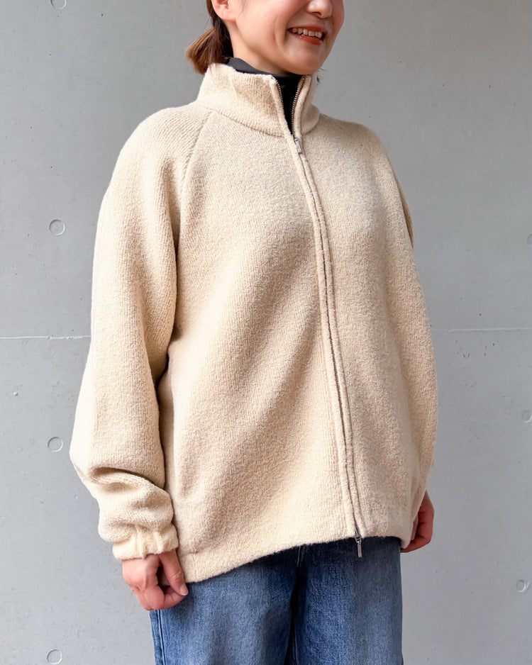 WALANCE / BOUCLE KNIT ZIP BLOUSON / IVORY / 3263-01544