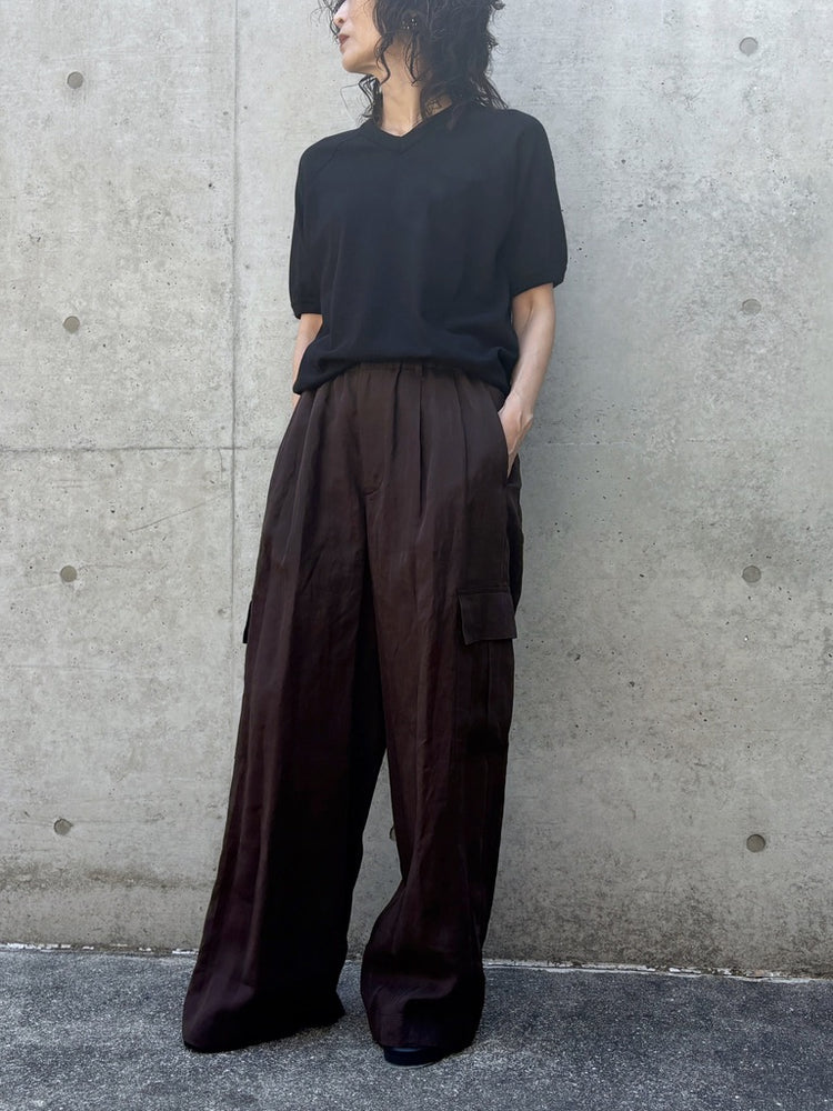 SOPHIE TALKS ABOUT THE WEATHER / VネックリンガーTシャツ / BLACK / COM-26S-CU06
