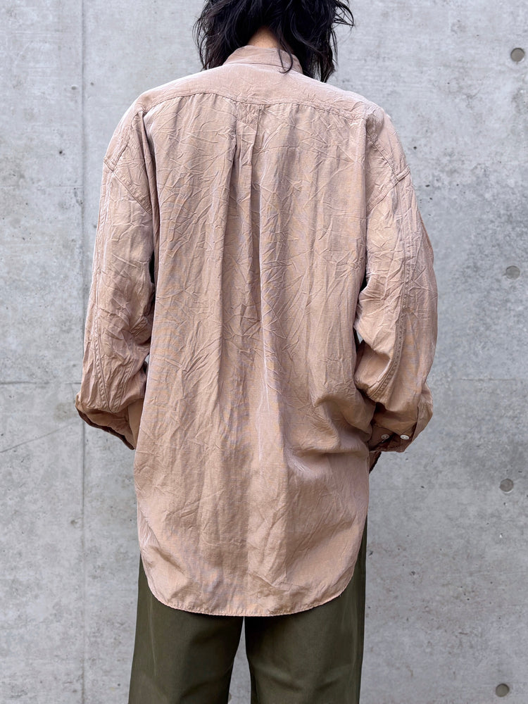 KATHARINE HAMNETT / ACETATE PARACHUTE BAND COLLAR SHIRT / CAM.BEIGE / TKH-S01