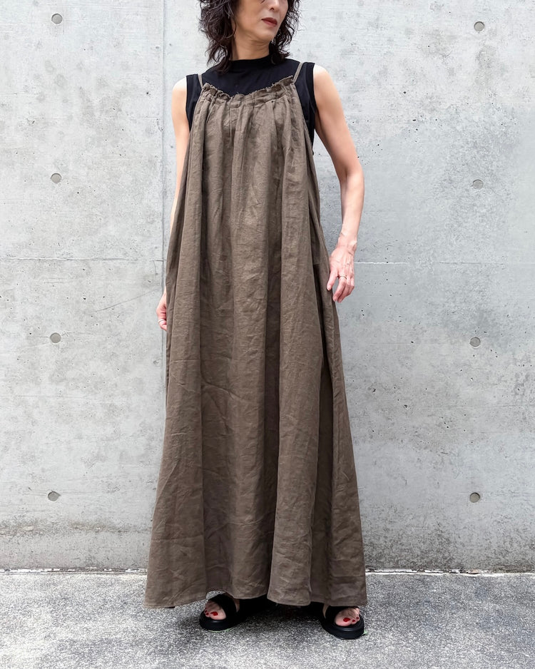 WALANCE / natural dye linen camisole dress / BROWN / 3261-10145