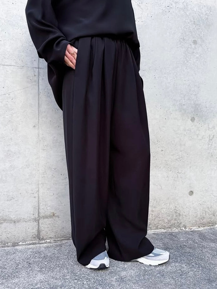 ENFÖLD / TAPERED WIDE PANTS / BLACK / 300JS231-0111