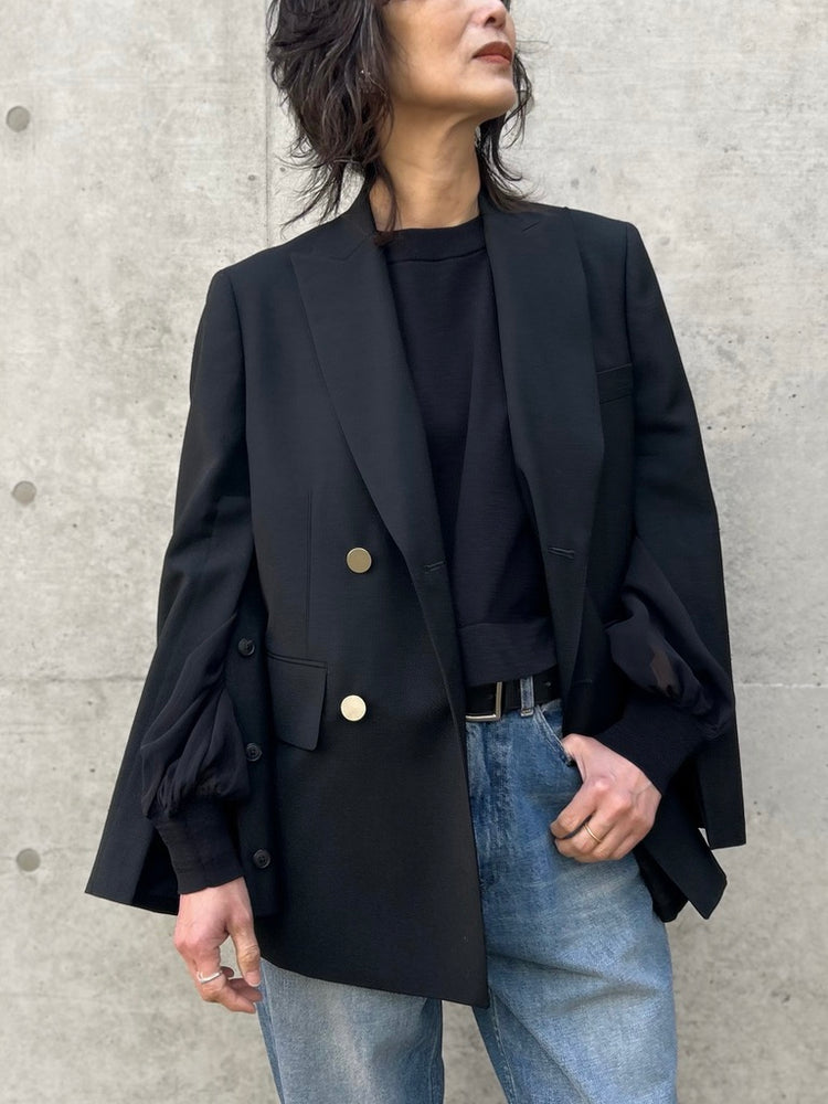 HYKE / W/M DOUBLE-BREASTED BLAZER / BLACK / 17562