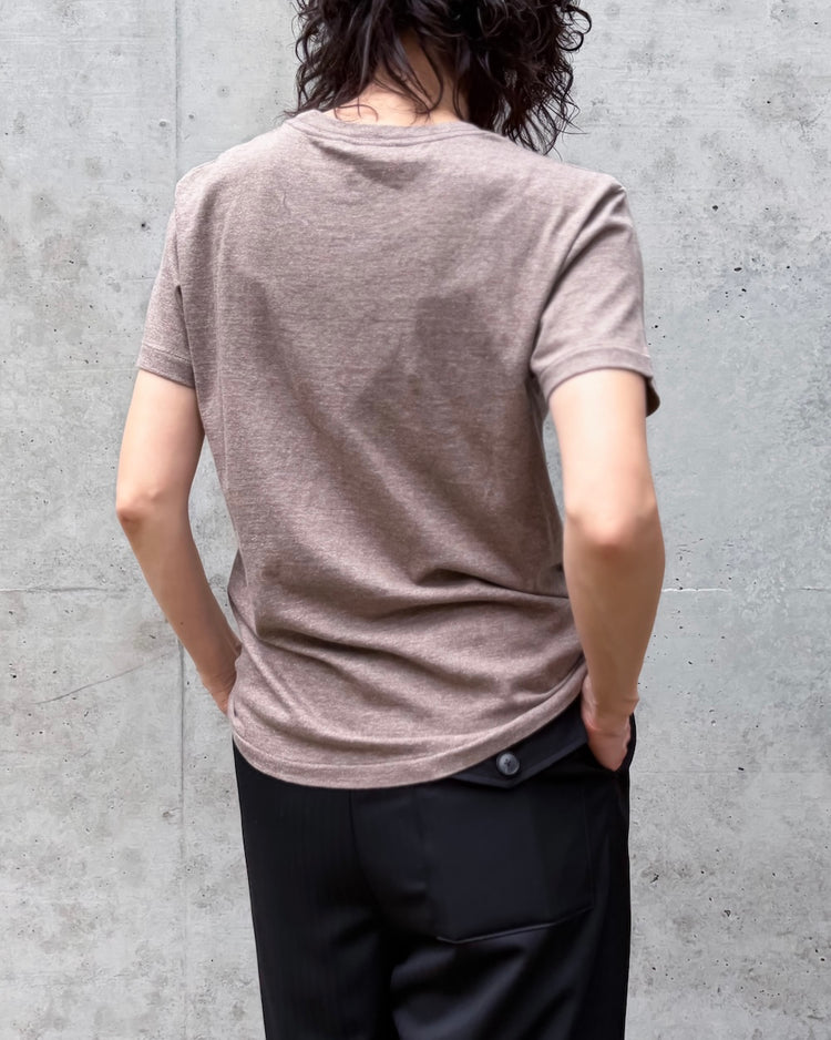 AURALEE / SEAMLESS CREW NECK TEE / TOP BROWN / A00T04ST