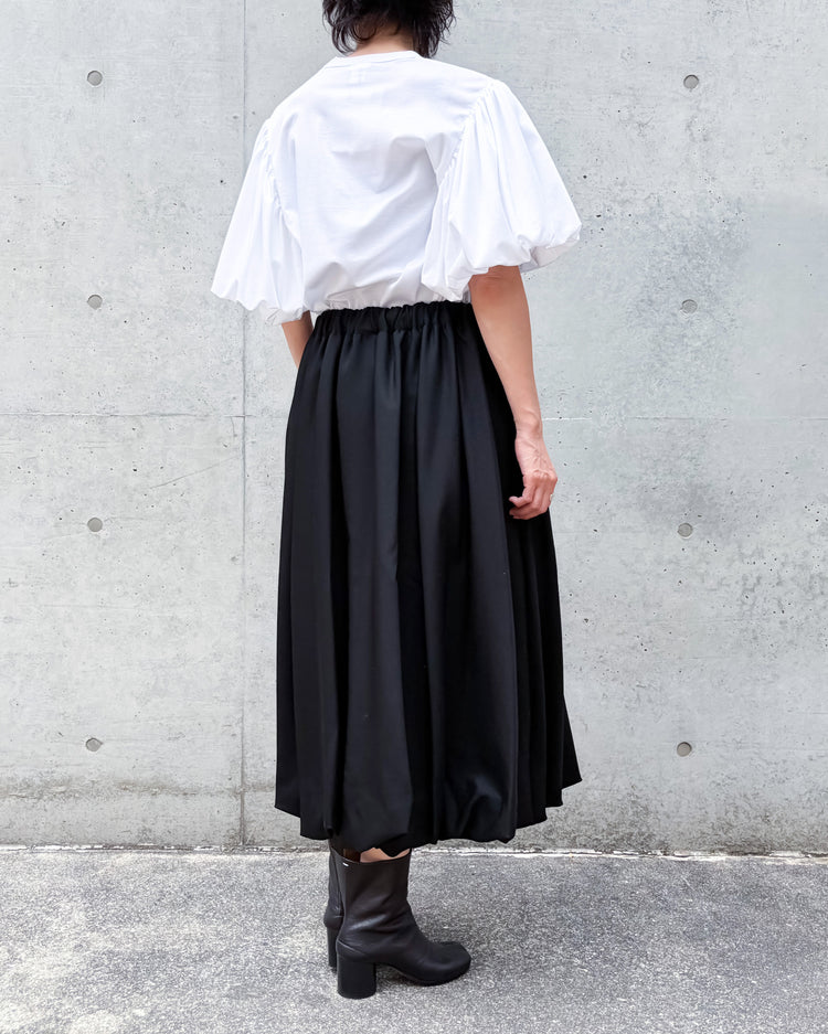 noir kei ninomiya / ウールウエストゴム バルーンスカート / BLACK /  3R-S012