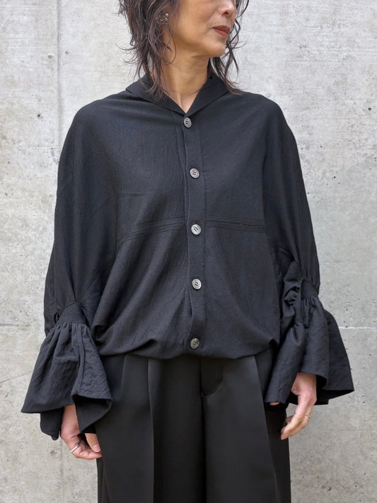 JUNYA WATANABE / アームドレープデザイン ロングカーディガン / BLACK / JQ-N007