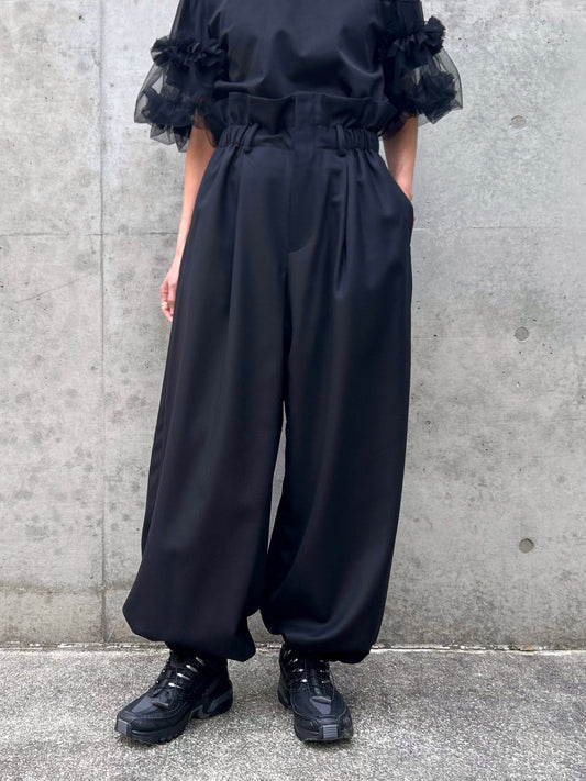 noir kei ninomiya / ウールギャバウエストギャザーパンツ / 3Q-P003