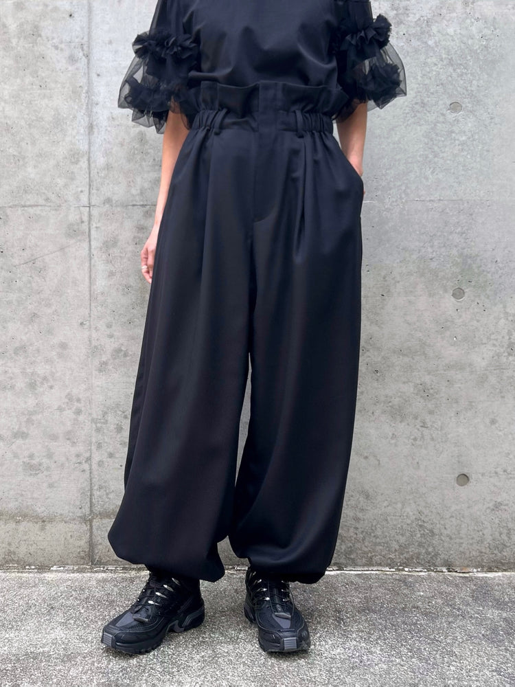 noir kei ninomiya / ウールギャバウエストギャザーパンツ / 3Q-P003