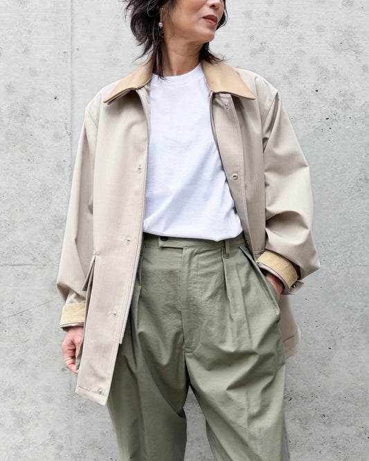 AURALEE / WOOL MAX CANVAS BLOUSON / TOP GRAY BEIGE / A26SB06WB