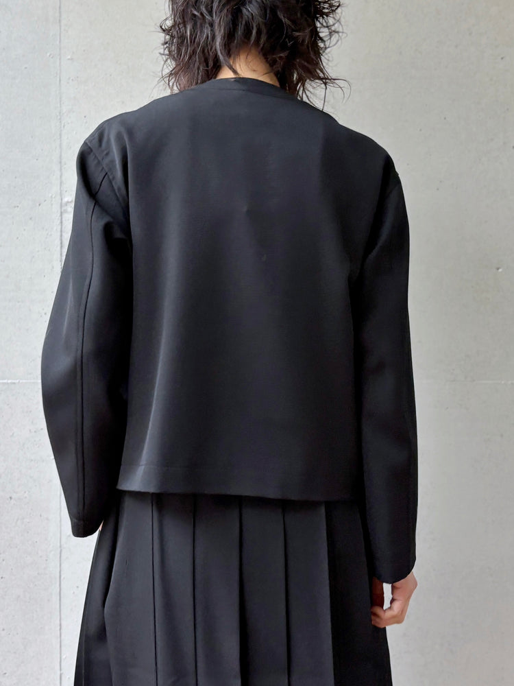tao / ウールギャバ後染ノーカラージャケット / BLACK / TC-J100
