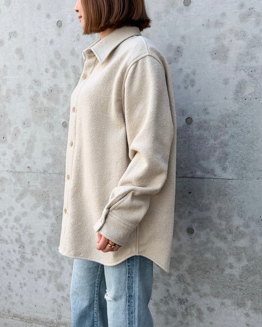 AURALEE / HOMESPUN TWEED SHIRT BLOUSON / IVORY BEIGE / A26AS05HT /
