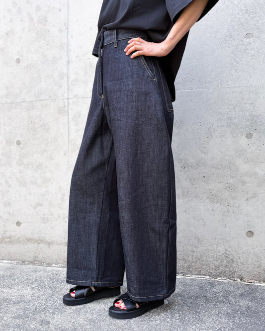 STUDIO NICHOLSON / CHALCO DENIM / WIDE CROP PANT / RAW INDIGO / SNW1417