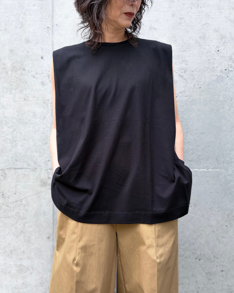 ADAWAS / DRY COTTON JERSEY FLARED TANK / BLACK / ADWS-507-38