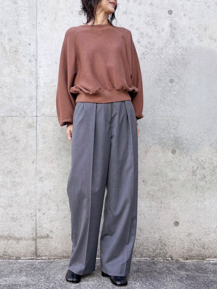 GALERIE VIE / コットンナイロンスエットニット クルーネックプルオーバー / BROWN / 23026102010