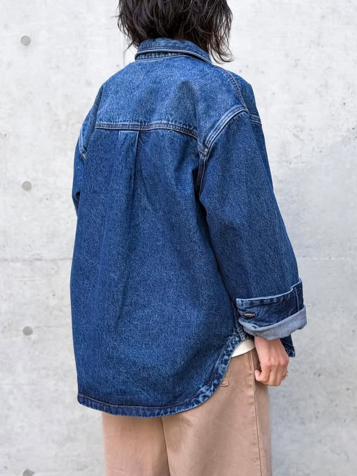 STUDIO NICHOLSON / PASO PATCH POCKET SHIRT / WORN WASH INDIGO