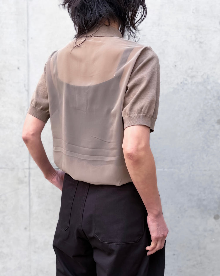 HYKE / SHEER BACK POLO KNIT / BEIGE / 11420