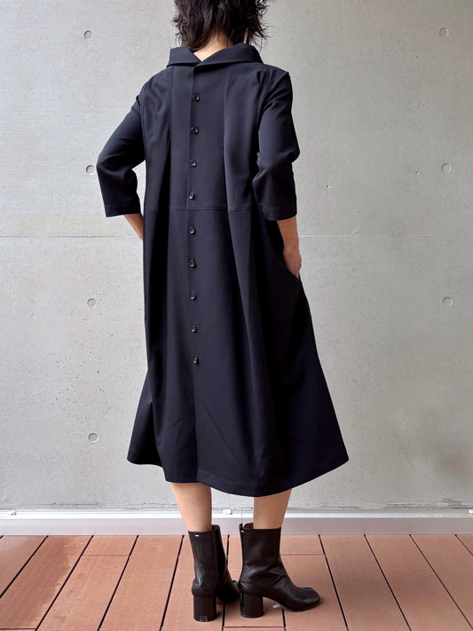 tao / ウールギャバ後染丸襟ワンピース / NAVY / TC-O100