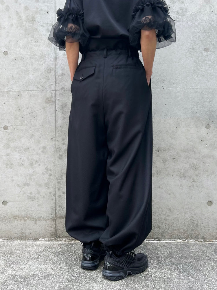 noir kei ninomiya / ウールギャバウエストギャザーパンツ / 3Q-P003