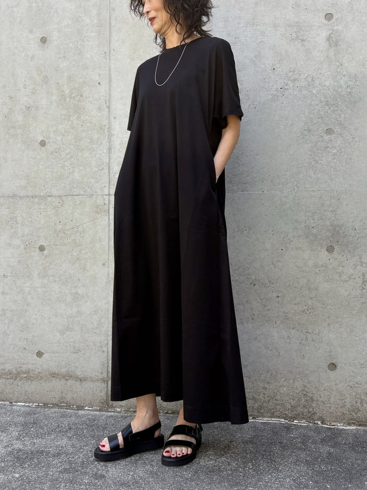 SLOANE / コットン×ナイロン バックタックワンピース / BLACK / SL10S-T1106