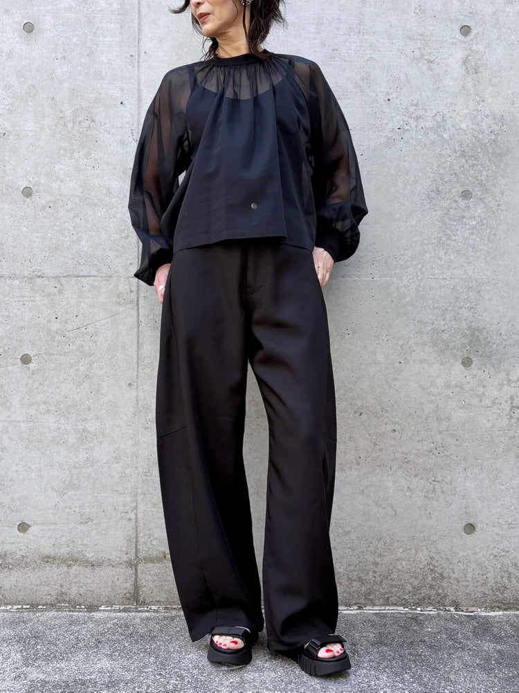 HYKE / OXFORD BARREL LEG JEANS / BLACK / 13387