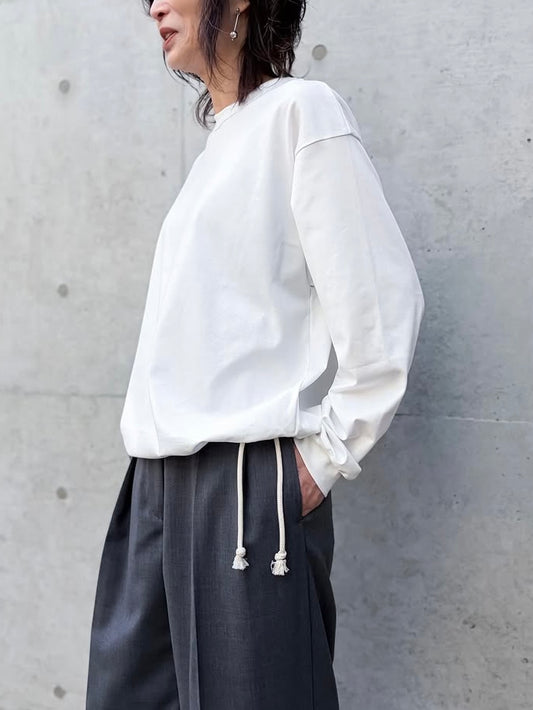 CINOH / DRAWSTRING LONG TEE / WHITE / E-40-038