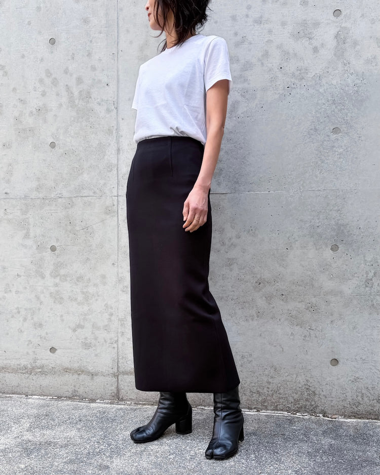 AURALEE / DOUBLE FACED SILK COTTON KNIT SKIRT / BLACK / A26SS02WF