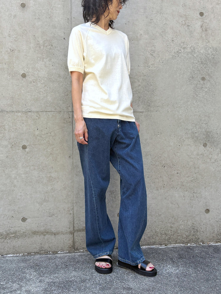 SOPHIE TALKS ABOUT THE WEATHER / VネックリンガーTシャツ / IVORY / COM-26S-CU06