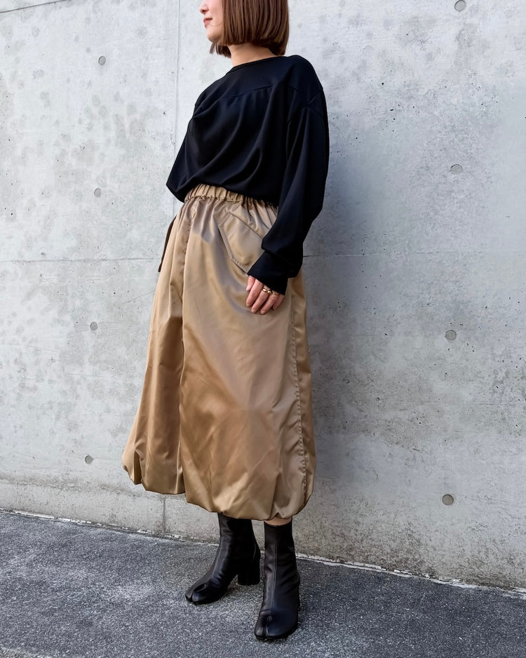noir kei ninomiya / ナイロンツイルバルーンスカート / BEIGE /  3A-S021