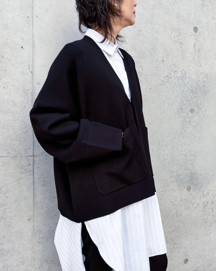 ENFÖLD / BOX WIDE-CARDIGAN / Black / 300JS170-0951