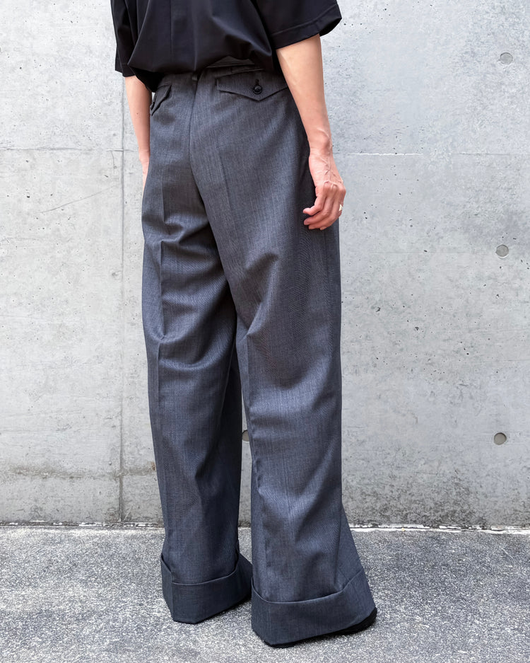 JUNYA WATANABE / ウールサージ ワイドパンツ / GRAY / JR-P024