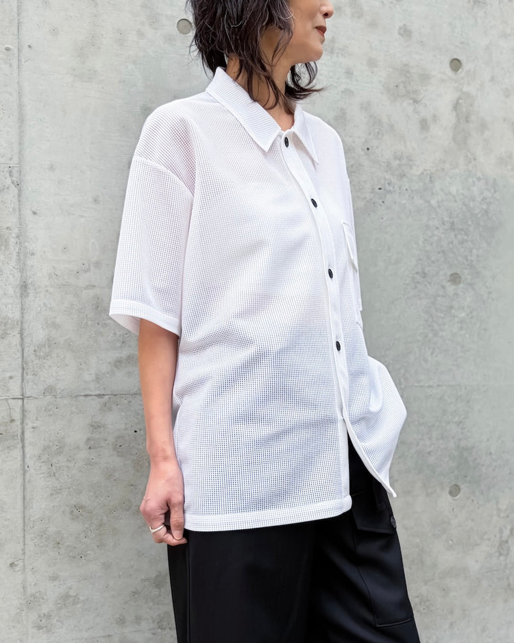 08sircus / Sheer waffle over shirts / White / S26SS-CS06