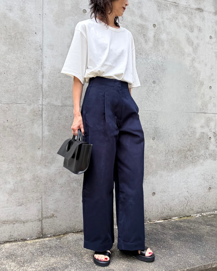 STUDIO NICHOLSON / DORDONI PLEATED PANT / DARK NAVY / SNW1616