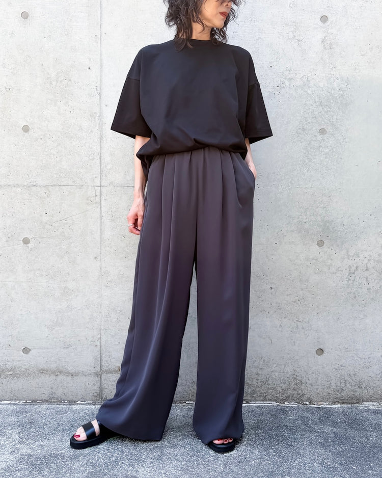 ENFÖLD / RELAX ELASTIC WIDE-TROUSERS / D.GRAY/ 300JS631-2021