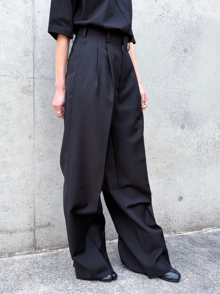 JUNYA WATANABE / ウールエステルモヘアトロタックワイドパンツ / BLACK / JQ-P006