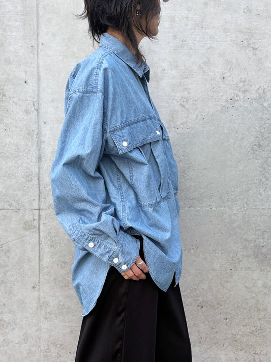 KATHARINE HAMNETT / DENIM PARACHUTE SHIRT / L.BLUE  / TKH-S90D