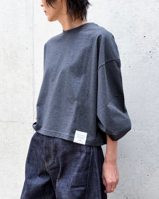 HYKE / CROPPED LONG-SLV TEE BIG FIT(6.5oz) / CHARCOAL / 12454