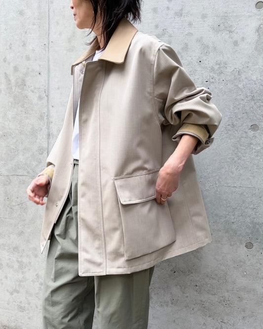 AURALEE / WOOL MAX CANVAS BLOUSON / TOP GRAY BEIGE / A26SB06WB