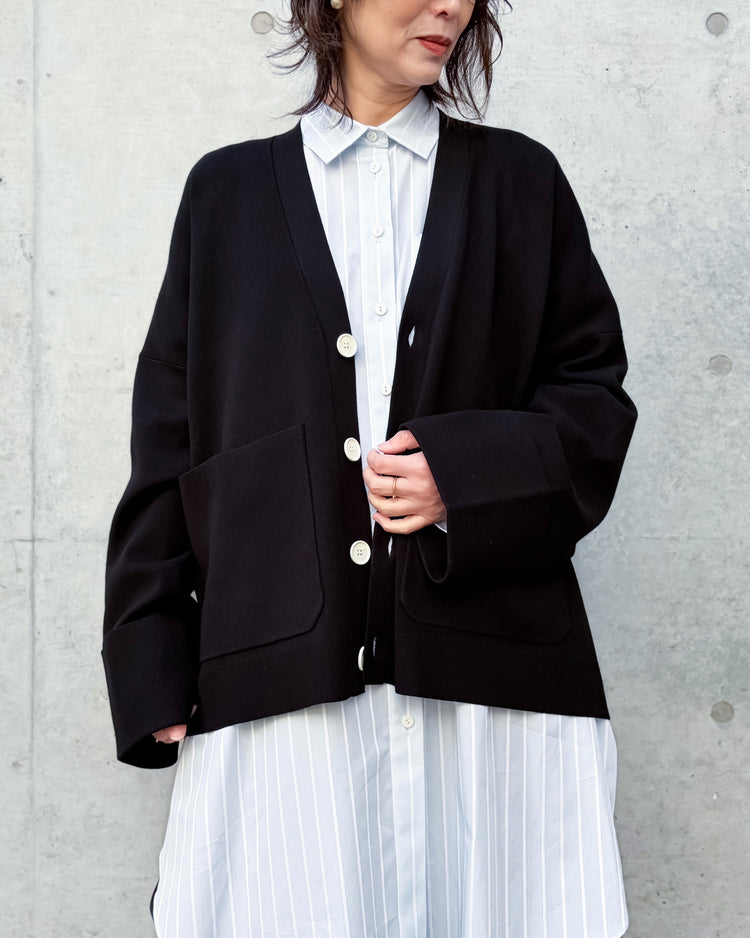 ENFÖLD / BOX WIDE-CARDIGAN / Black / 300JS170-0951