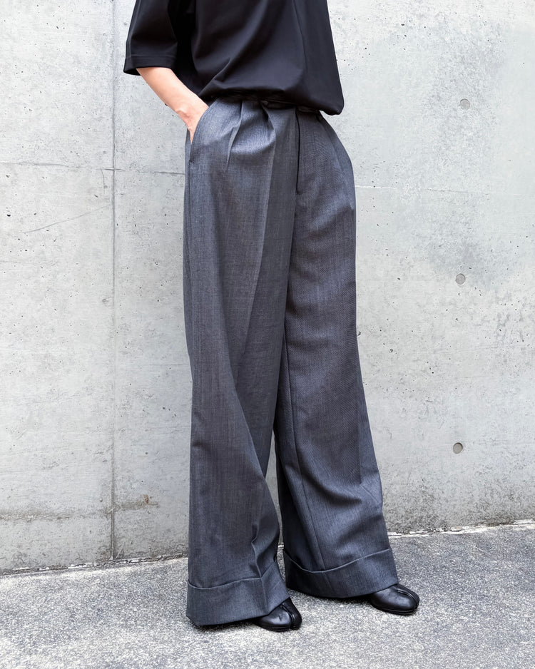 JUNYA WATANABE / ウールサージ ワイドパンツ / GRAY / JR-P024