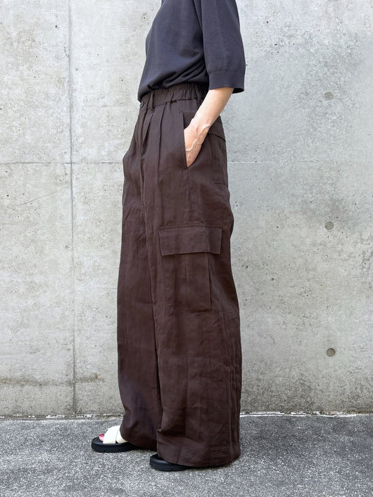 GALERIE VIE / コットンボイルワッシャー イージーカーゴパンツ / DARK BROWN / 23046104223