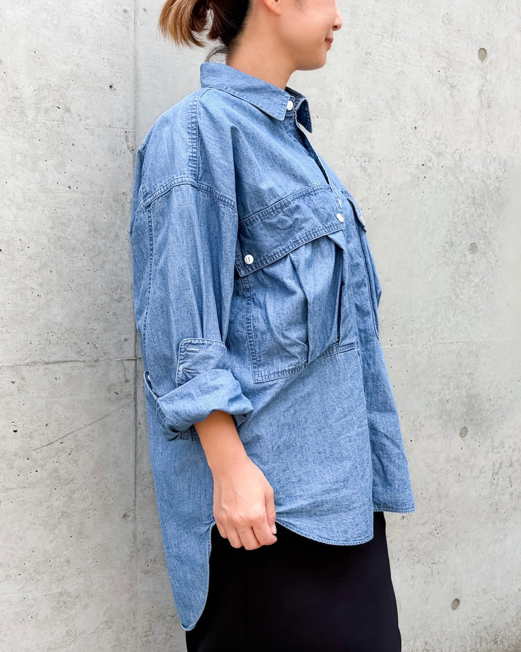 KATHARINE HAMNETT / DENIM PARACHUTE SHIRT / L.BLUE  / TKH-S90