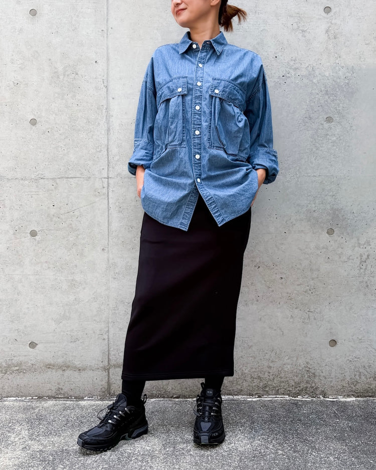 KATHARINE HAMNETT / DENIM PARACHUTE SHIRT / L.BLUE  / TKH-S90