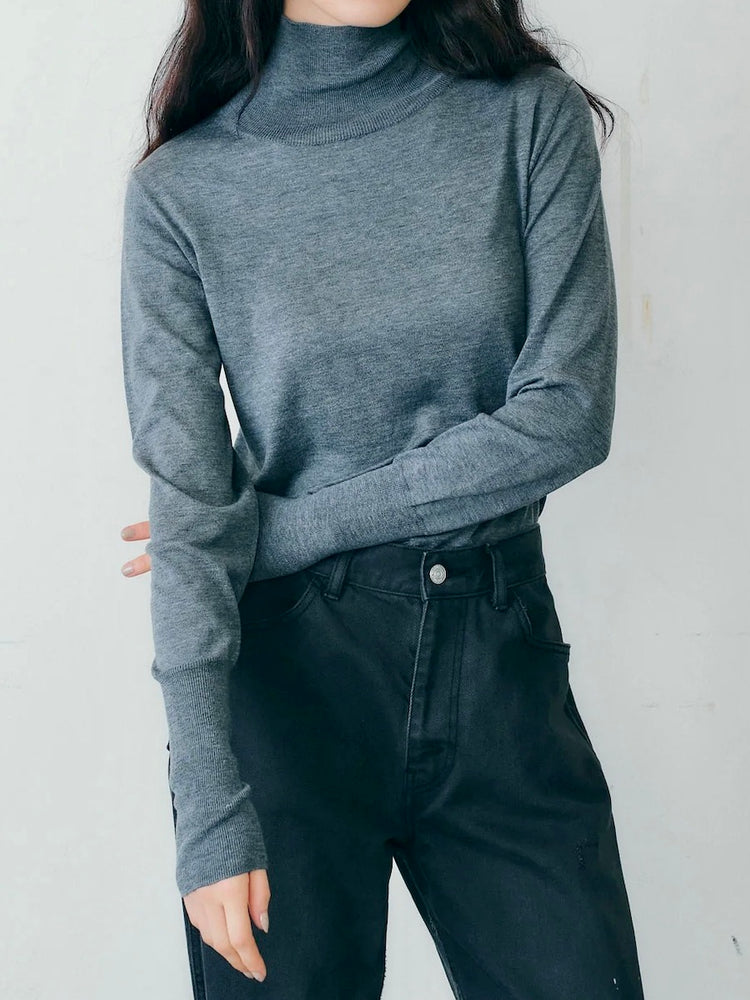 THE SHINZONE / COTTON SILK HIGH NECK KNIT / GRAY / 24AMSNI10
