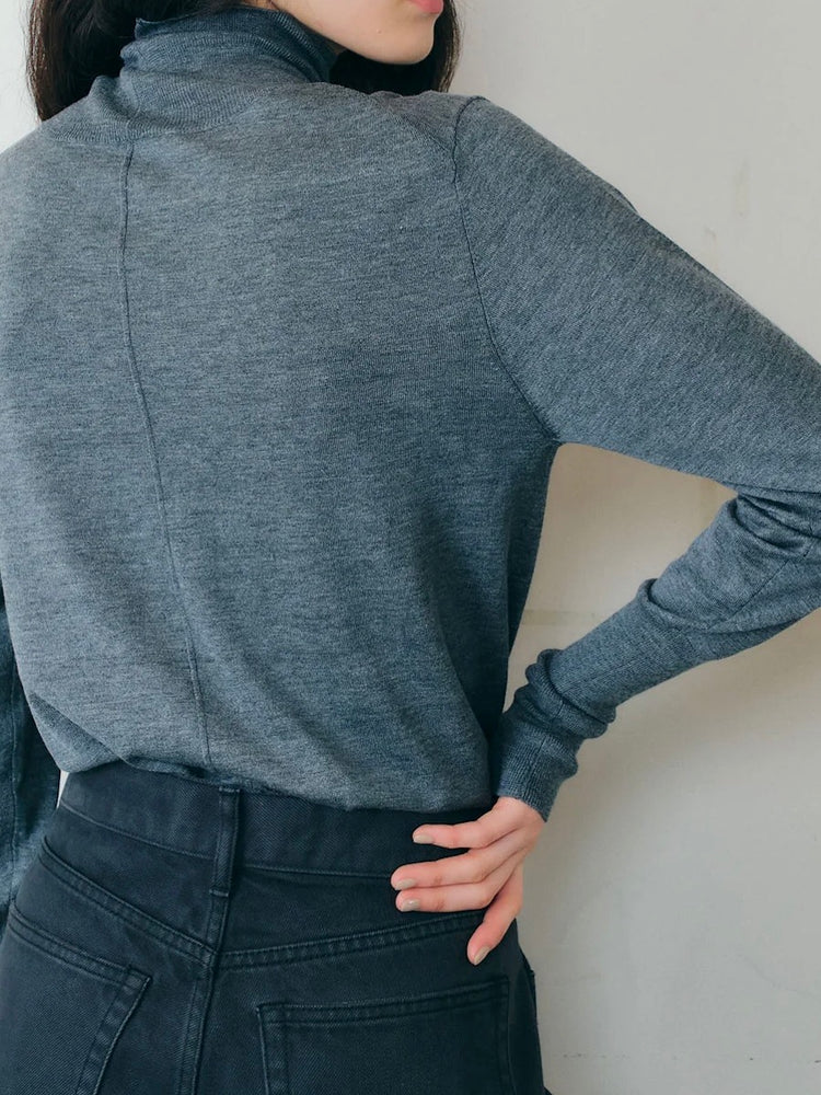 THE SHINZONE / COTTON SILK HIGH NECK KNIT / GRAY / 24AMSNI10