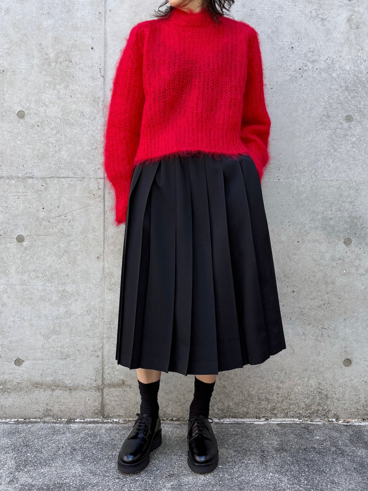 tao / ウールギャバ後染プリーツスカート / BLACK / TC-S101-051