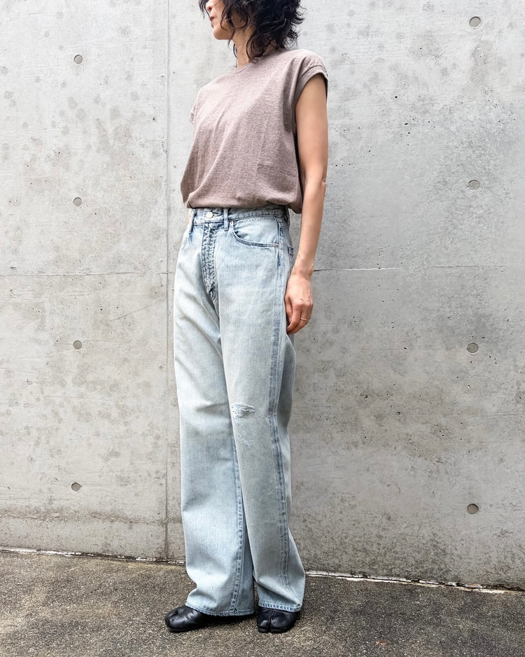 AURALEE / FADED SELVEDGE LIGHT DENIM PANTS / LIGHT INDIGO / A25P05DE