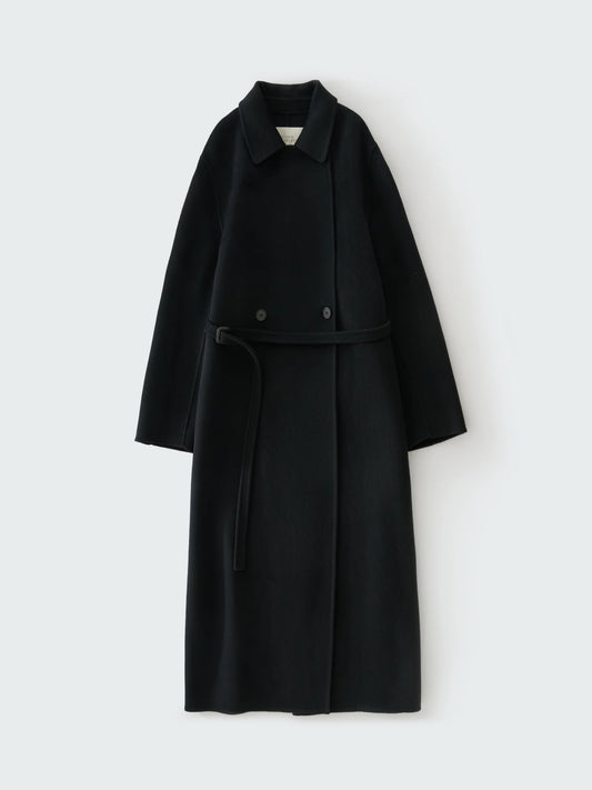 STUDIO NICHOLSON / MORI WOOL COAT IN DARKEST NAVY / BLACK